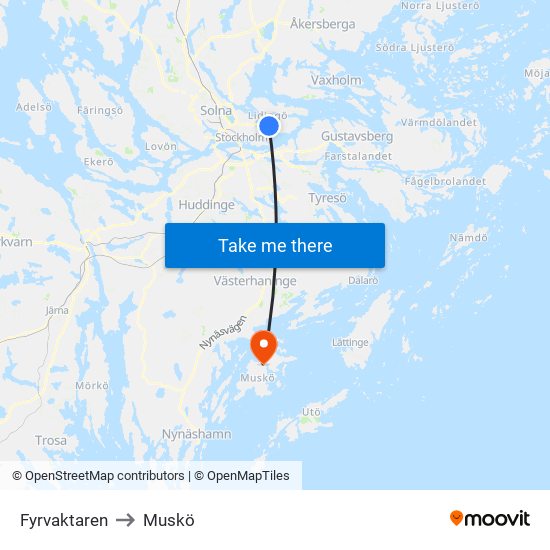 Fyrvaktaren to Muskö map