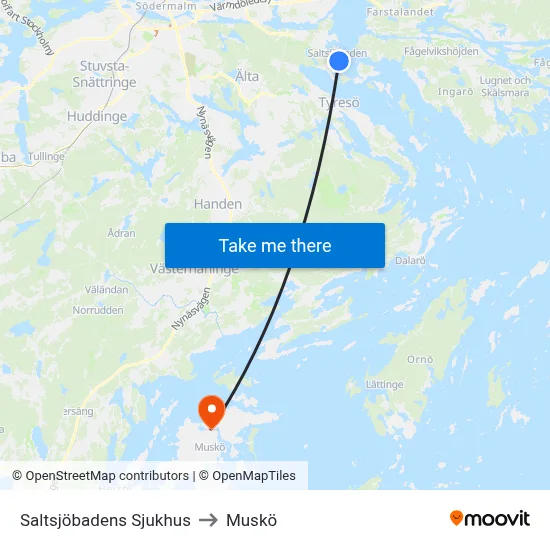 Saltsjöbadens Sjukhus to Muskö map