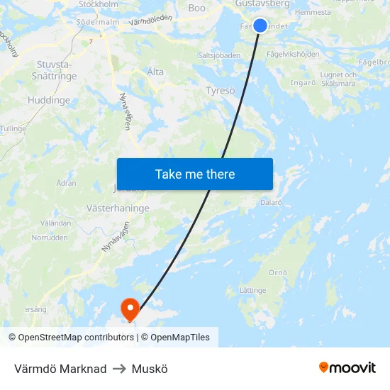 Värmdö Marknad to Muskö map