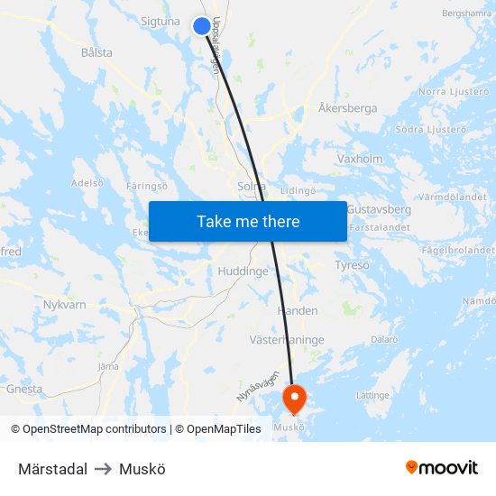 Märstadal to Muskö map