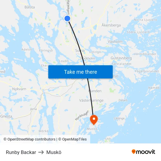 Runby Backar to Muskö map