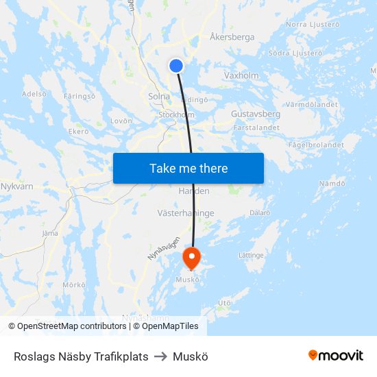 Roslags Näsby Trafikplats to Muskö map