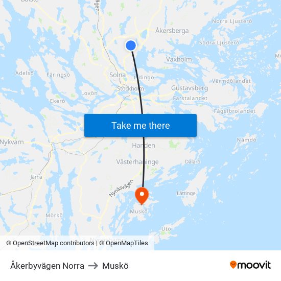 Åkerbyvägen Norra to Muskö map