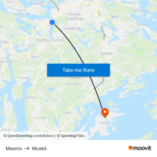 Masmo to Muskö map