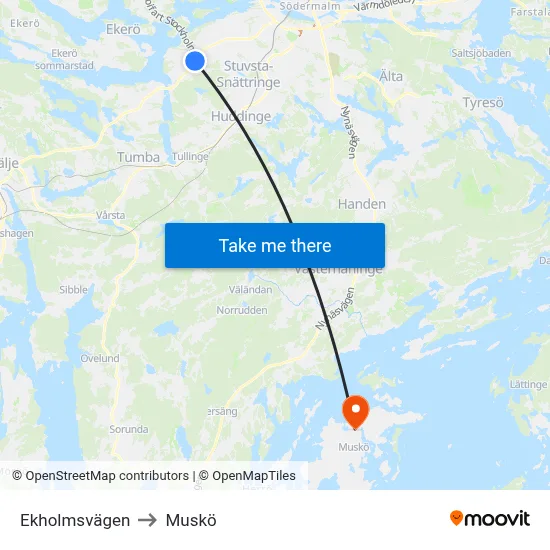 Ekholmsvägen to Muskö map