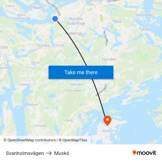 Svanholmsvägen to Muskö map
