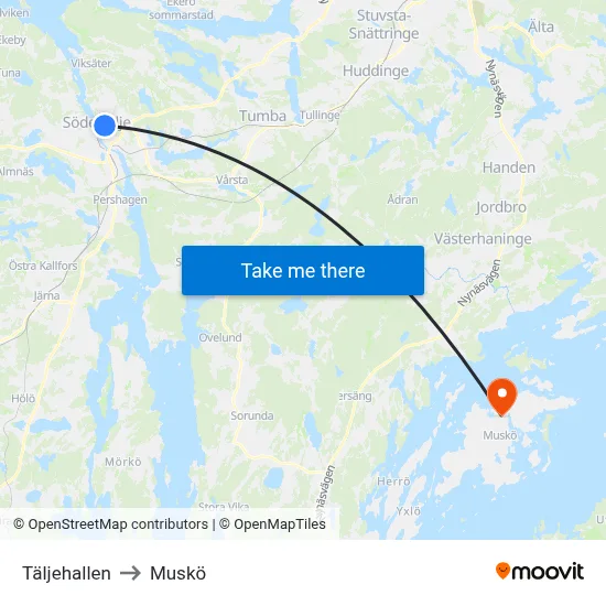 Täljehallen to Muskö map