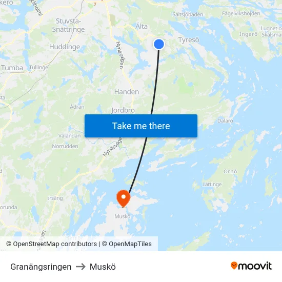 Granängsringen to Muskö map