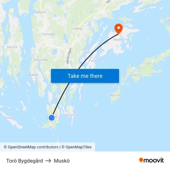 Torö Bygdegård to Muskö map