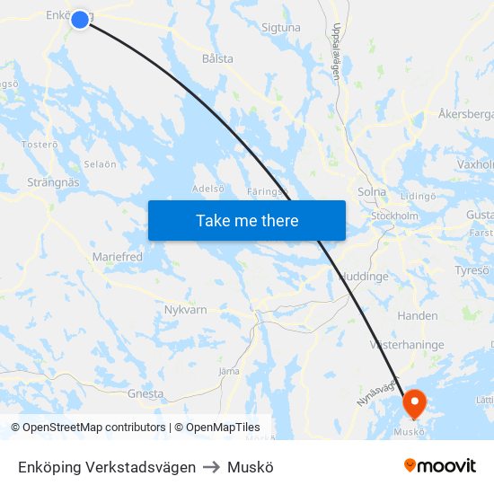 Enköping Verkstadsvägen to Muskö map