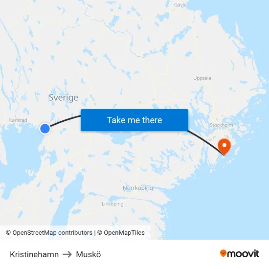 Kristinehamn to Muskö map
