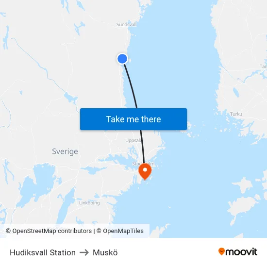 Hudiksvall Station to Muskö map