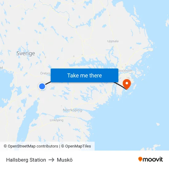 Hallsberg Station to Muskö map