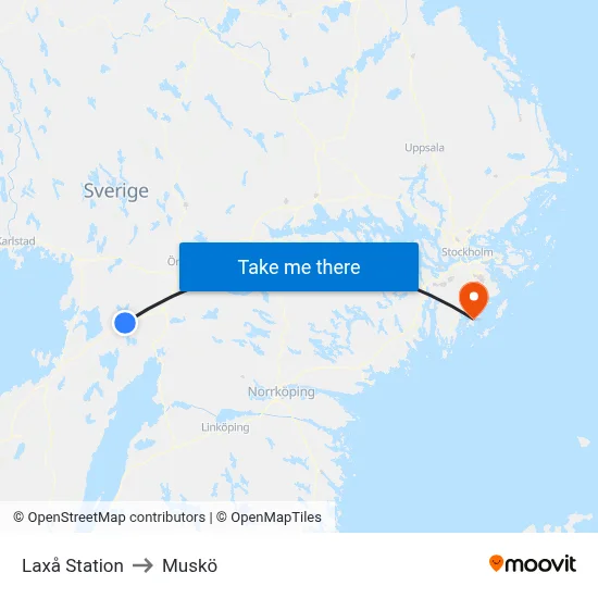 Laxå Station to Muskö map