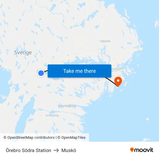 Örebro Södra Station to Muskö map