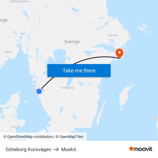 Göteborg Korsvägen to Muskö map