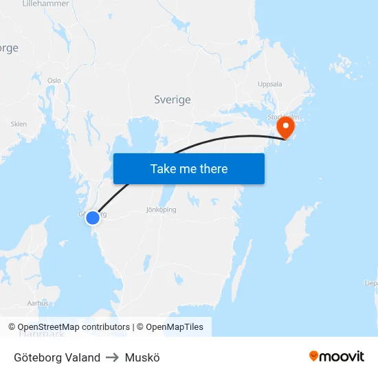 Göteborg Valand to Muskö map