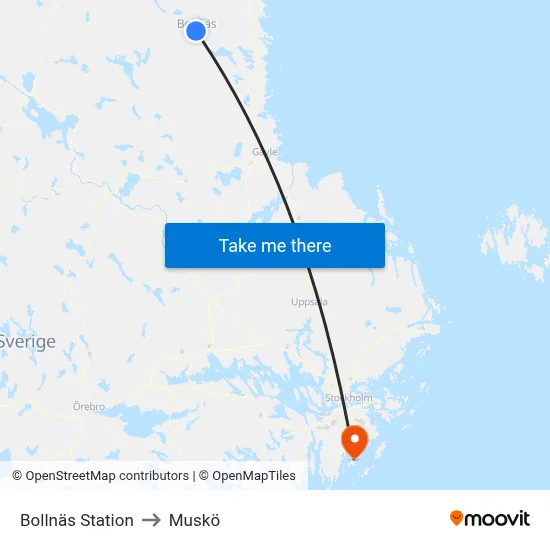 Bollnäs Station to Muskö map