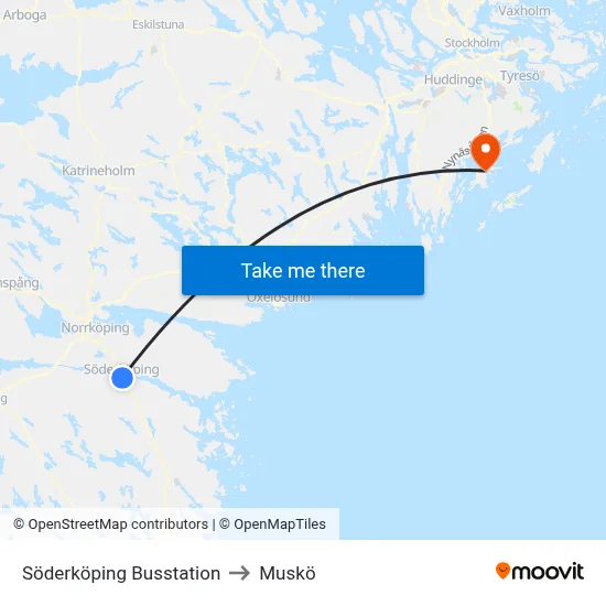 Söderköping Busstation to Muskö map