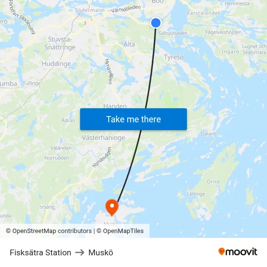 Fisksätra Station to Muskö map