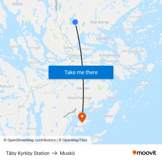 Täby Kyrkby Station to Muskö map