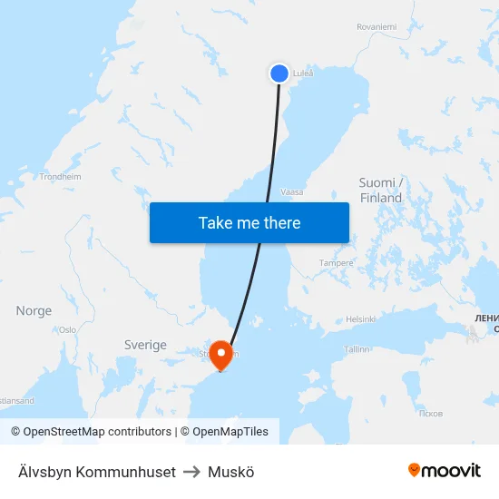Älvsbyn Kommunhuset to Muskö map
