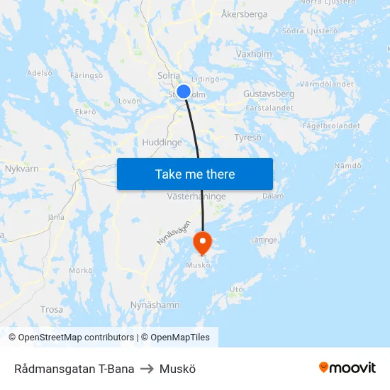 Rådmansgatan T-Bana to Muskö map
