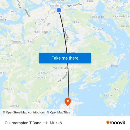 Gullmarsplan T-Bana to Muskö map