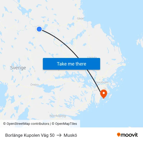 Borlänge Kupolen Väg 50 to Muskö map