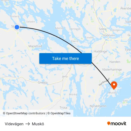 Videvägen to Muskö map