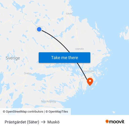 Prästgärdet (Säter) to Muskö map