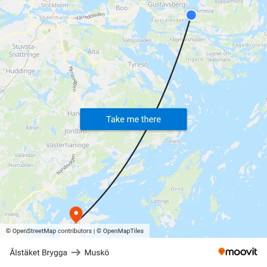 Ålstäket Brygga to Muskö map