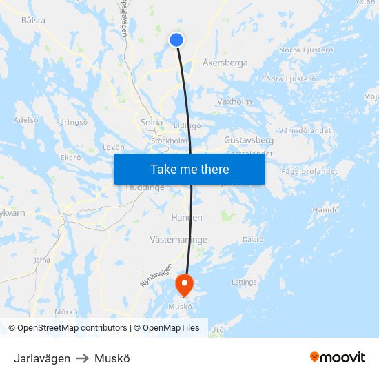 Jarlavägen to Muskö map