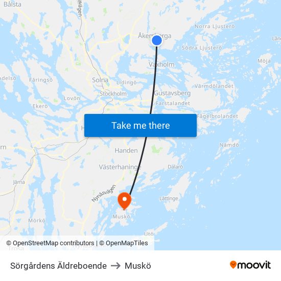 Sörgårdens Äldreboende to Muskö map