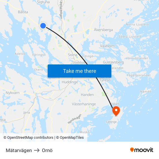 Mätarvägen to Ornö map