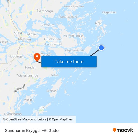 Sandhamn Brygga to Gudö map