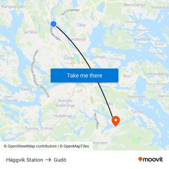 Häggvik Station to Gudö map