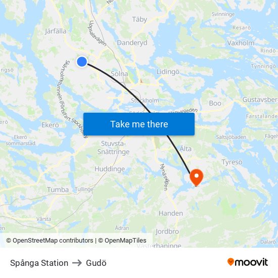 Spånga Station to Gudö map