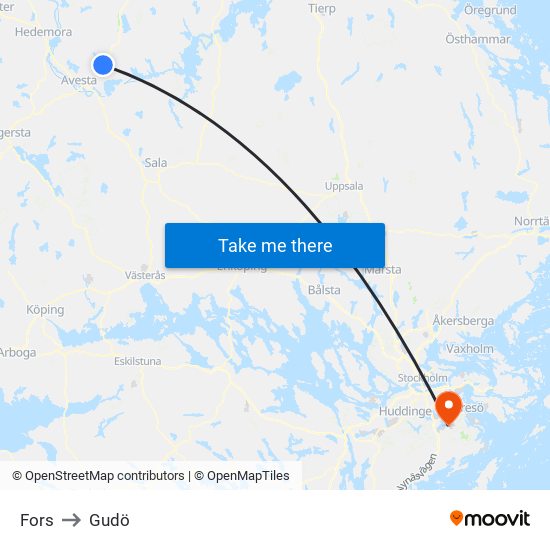 Fors to Gudö map