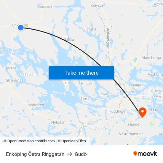 Enköping Östra Ringgatan to Gudö map