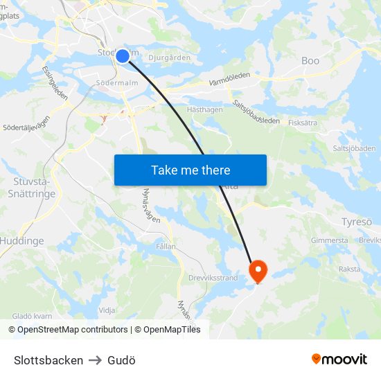 Slottsbacken to Gudö map