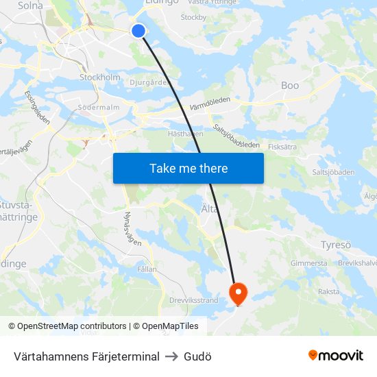 Värtahamnens Färjeterminal to Gudö map