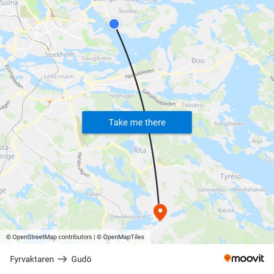 Fyrvaktaren to Gudö map