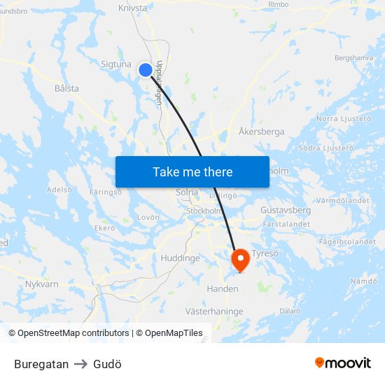 Buregatan to Gudö map