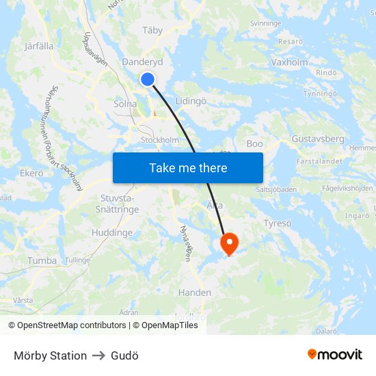 Mörby Station to Gudö map