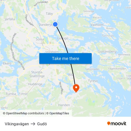 Vikingavägen to Gudö map
