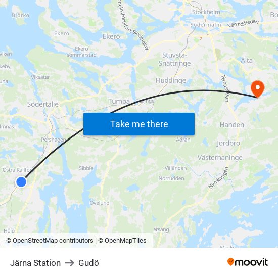 Järna Station to Gudö map