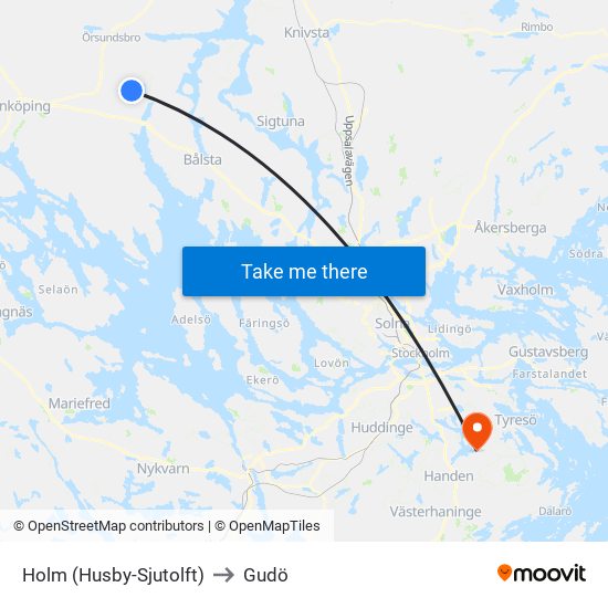 Holm (Husby-Sjutolft) to Gudö map
