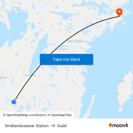 Smålandsstenar Station to Gudö map