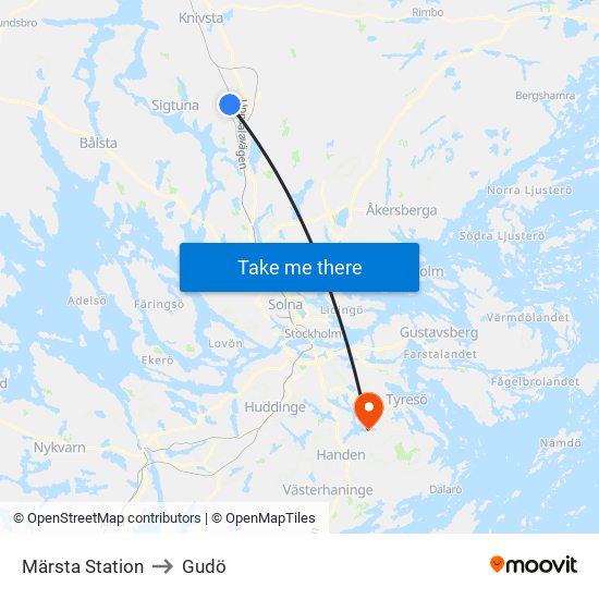 Märsta Station to Gudö map